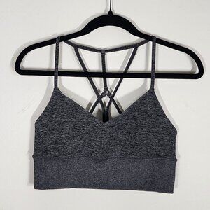 ALO Yoga AloSoft Lavish Bra navy blue and gray heather size M EUC